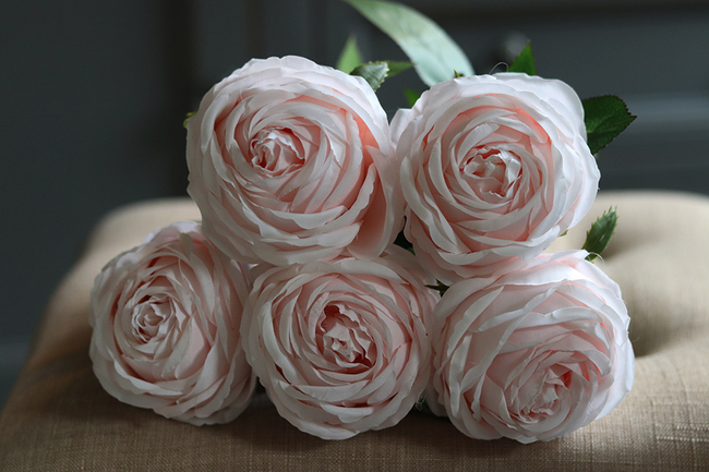 bukiet 5-ciu sztucznych jasnoróżowych róż, Elegance, dł.64cm