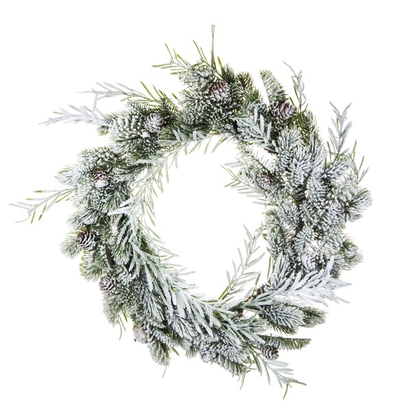 elegancki zimowy wianek na drzwi, Ośnieżony, śr.50cm