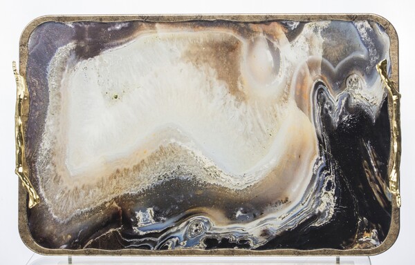 Agate Milai, złota taca glamour, wym.8x48x30cm 