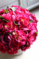 bogaty kosz z peonią i hortensją, Amarant, wys.50cm 