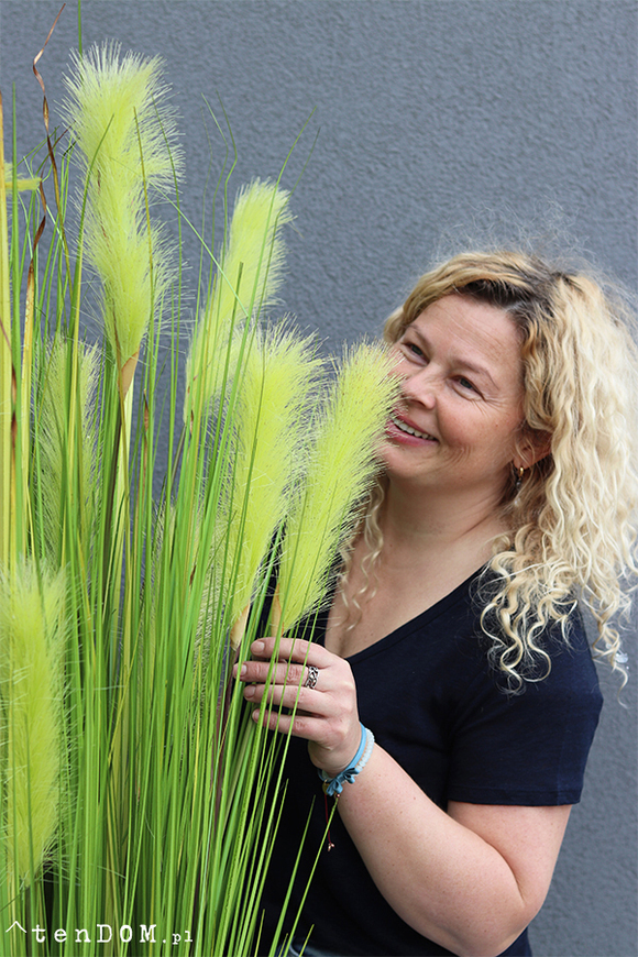 Dolomita Light, trawa z kłosami w podświetlanej donicy, wys.165cm