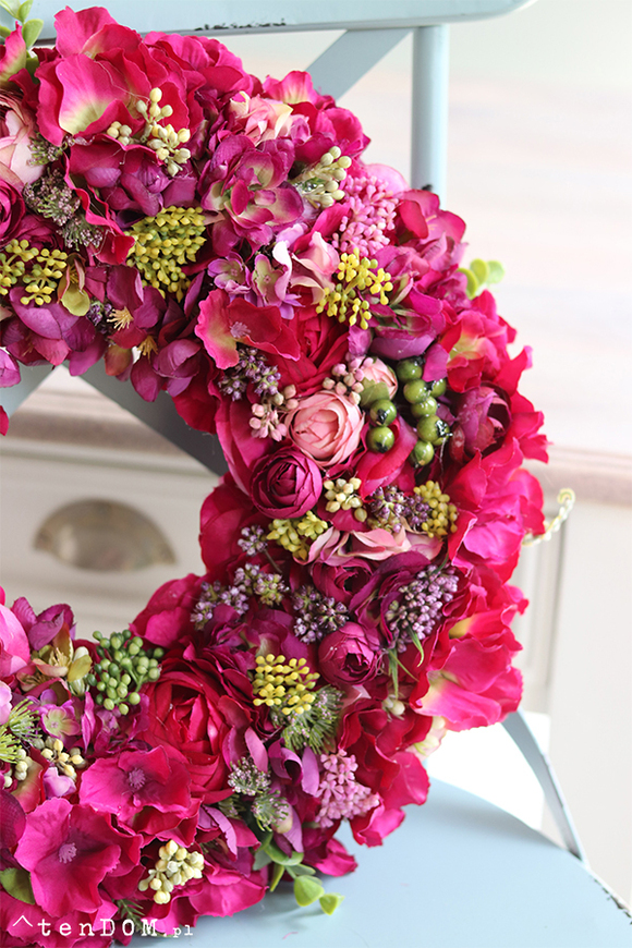bogaty wianek, Brightenna Fuksja, śr.40cm 