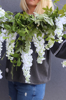 elegancka girlanda z białymi kwiatami, Wisterianna, dł.100cm   