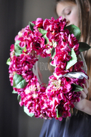 Różowa Hortensja wianek na drzwi śr.40cm