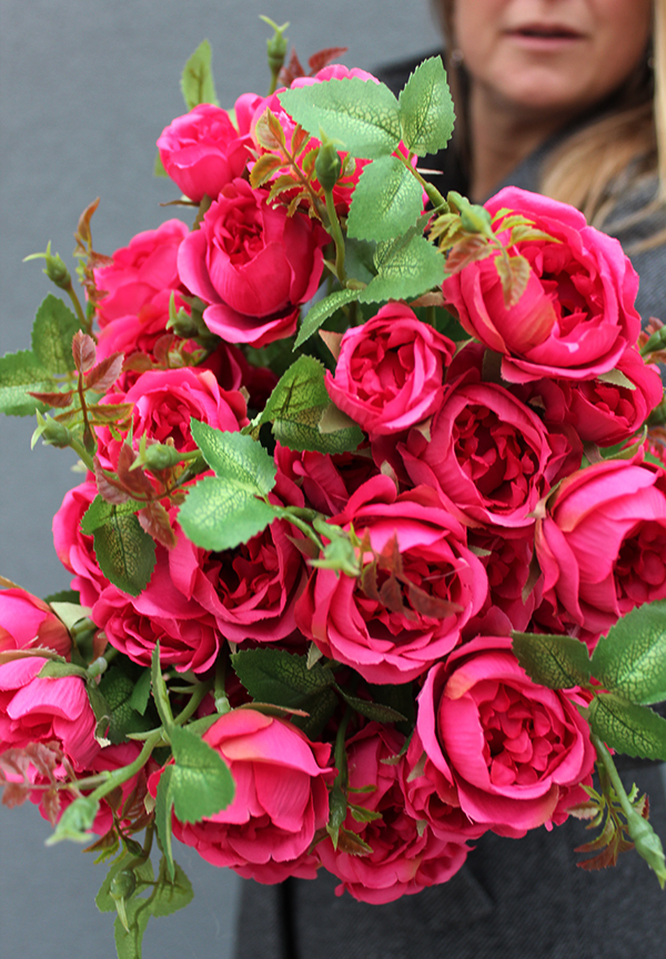 bukiet różowych sztucznych róż, Miranda, wys.44cm