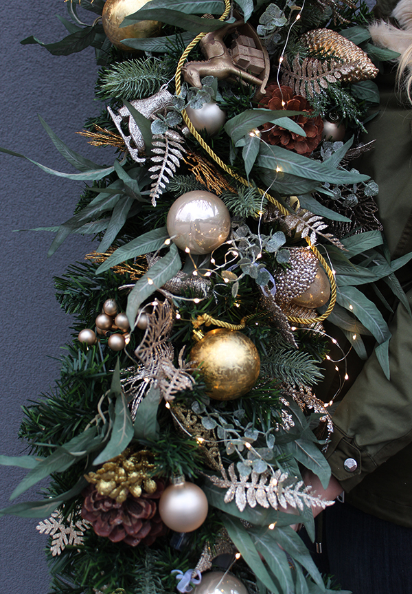 bogata girlanda Gold Sun, dekoracja na stół / kominek / balustradę, dł.150cm