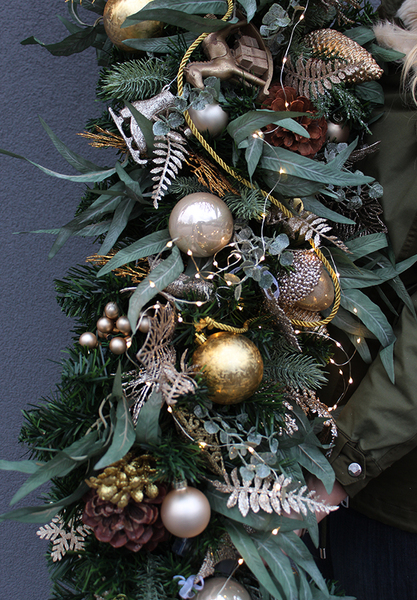 bogata girlanda Gold Sun, dekoracja na stół / kominek / balustradę, dł.150cm