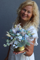 kompozycja z suszu i niebieskich kwiatów, Meluzyna, wym.24x30cm 