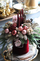 box świąteczny / stroik w welurowym pudełku, Bordena, wys.44cm 