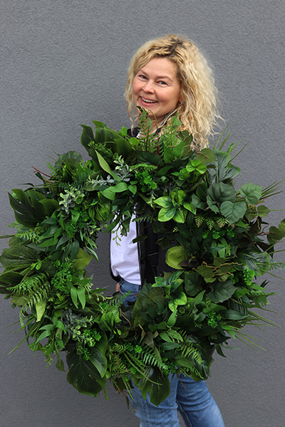 bardzo duży wianek na drzwi, Green Leaves, śr.60cm