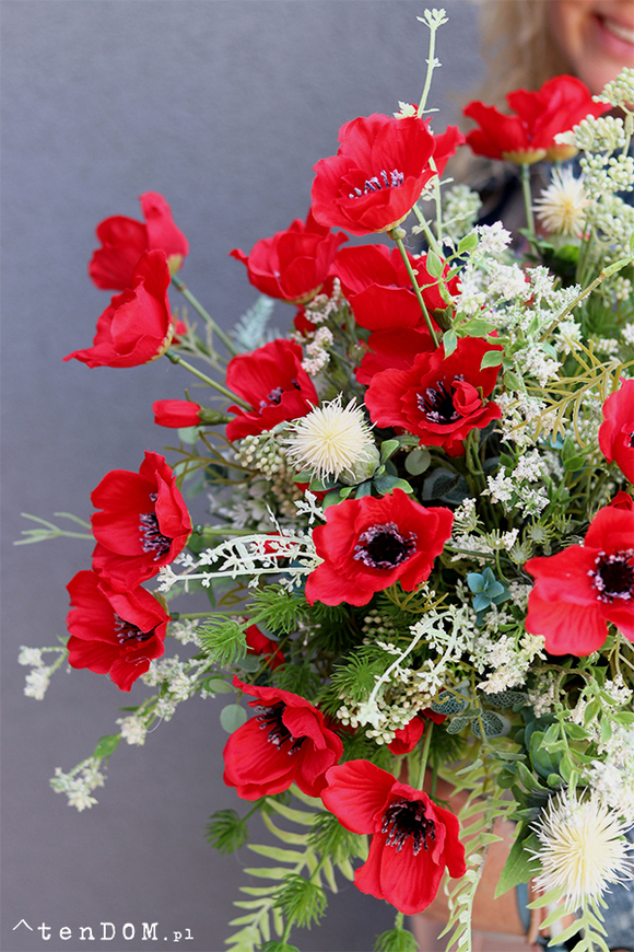 flowerbox welurowy, Polne Maki, wym. 50x48cm