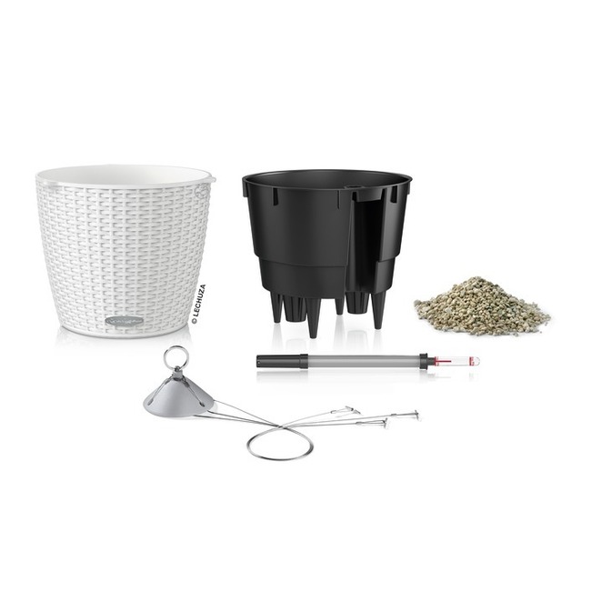 Nido Cottage, wisząca donica z nawadnianiem, biała, wym.23x27cm