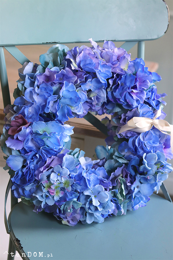 bogaty wianek z hortensji, Fellanita, śr.40cm