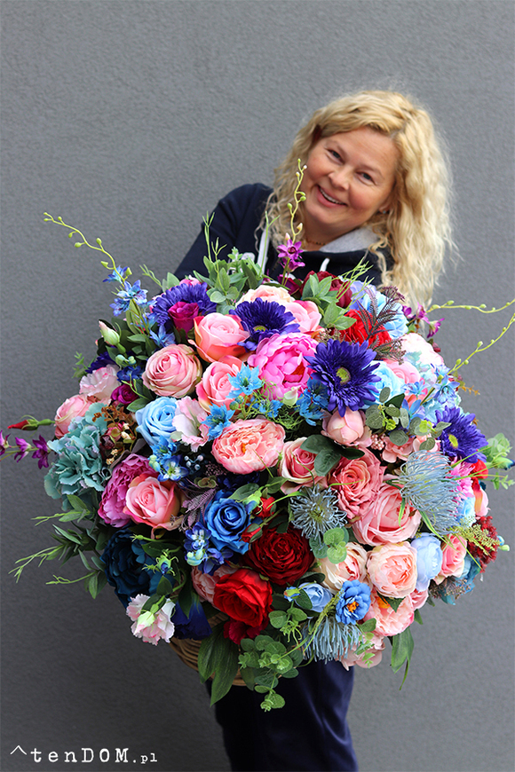 bogaty barwny kosz, Kleopatra 2, wym.70x70cm 