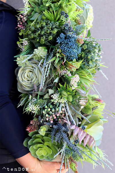 kompozycja sukulenty w długiej donicy, Modenato, dł.90cm 