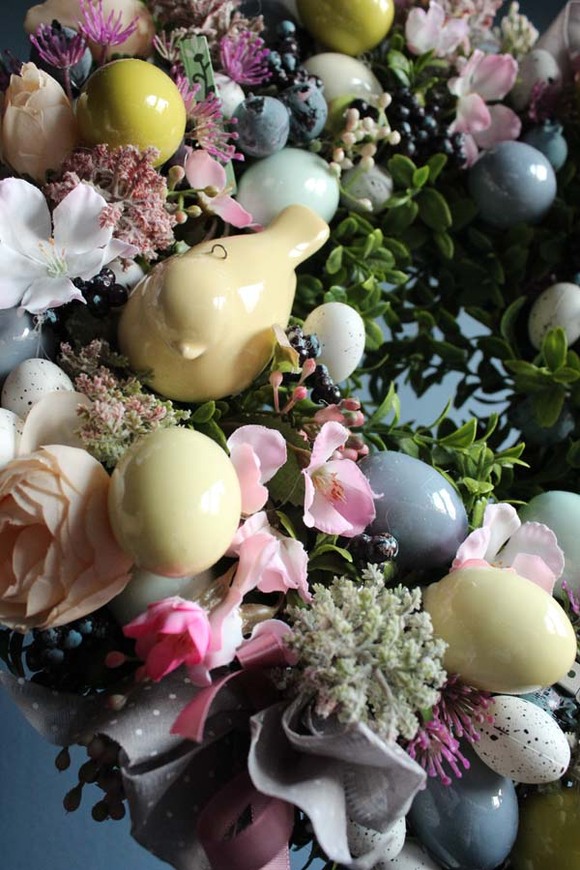 uroczy wielkanocny wianek na drzwi stroik na stół, Sweet Easter, śr.33cm