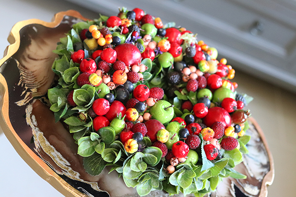 dekoracyjny wianek z owocami, Radość Jesienią, śr.30cm