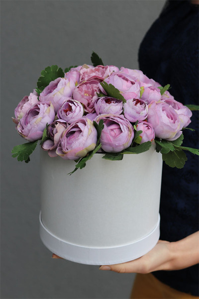 Pudrova Fantazja, efektowny flowerbox z pełnikami, wys.29cm