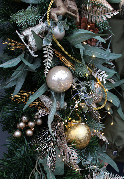 bogata girlanda Gold Sun, dekoracja na stół / kominek / balustradę, dł.150cm