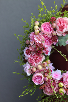 dekoracyjny wianek na drzwi, Pink Time, śr.35cm