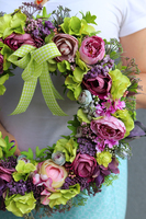 kwiatowy wianek na drzwi Makutra Violet, śr.40cm