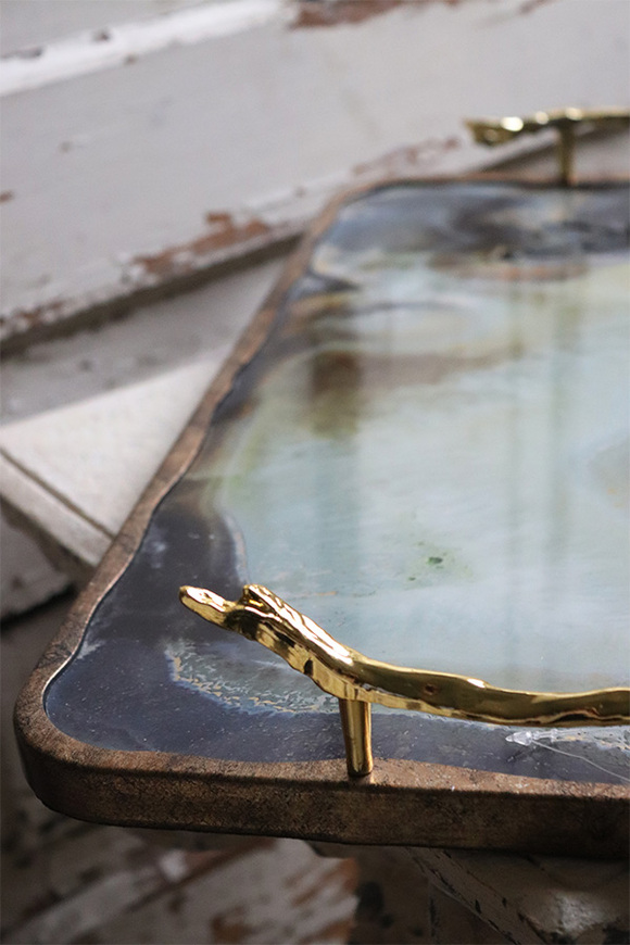 Agate Milai, złota taca glamour, wym.8x48x30cm 