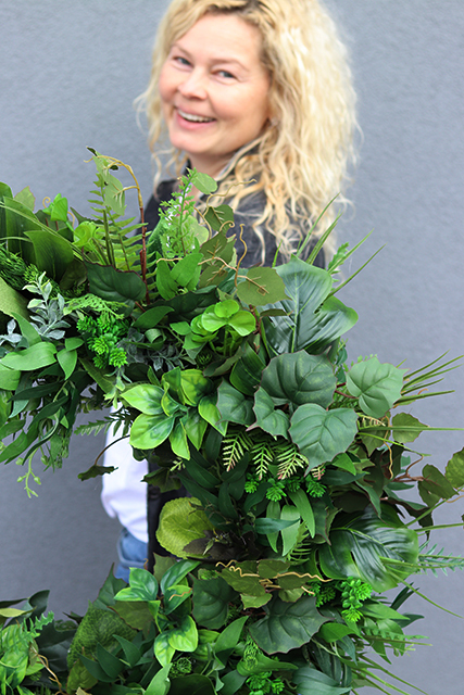 bardzo duży wianek na drzwi, Green Leaves, śr.60cm