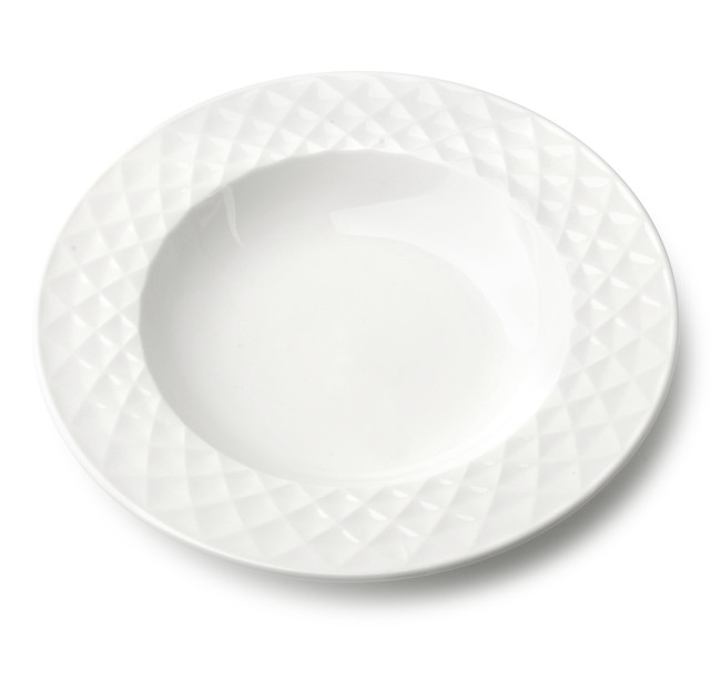 Diament, ceramiczny biały talerz głęboki, śr.20.5cm