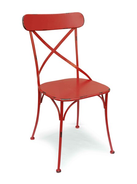 Bar krzesło czerwone metalowe, niskie