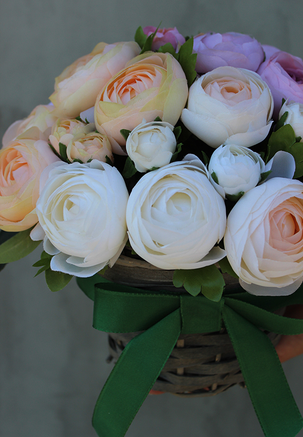 kosz / koszyk z kwiatami Romantyczne Pełniki New, 21x23cm