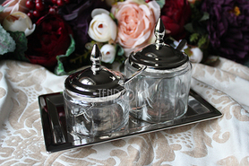 Glamour, komplet pojemników z tacką na nóżkach