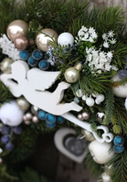 biało - niebieski bożonarodzeniowy wianek Serce, śr.50cm   