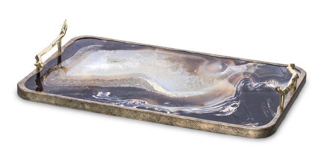 Agate Milai, złota taca glamour, wym.8x48x30cm 