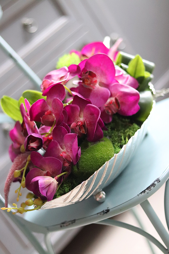 Dekoria Fuksja Modern, kompozycja ze storczykiem, dł.45cm