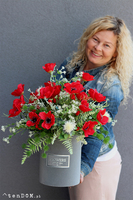 flowerbox welurowy, Polne Maki, wym. 50x48cm