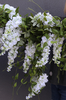 elegancka girlanda z białymi kwiatami, Wisterianna, dł.100cm   