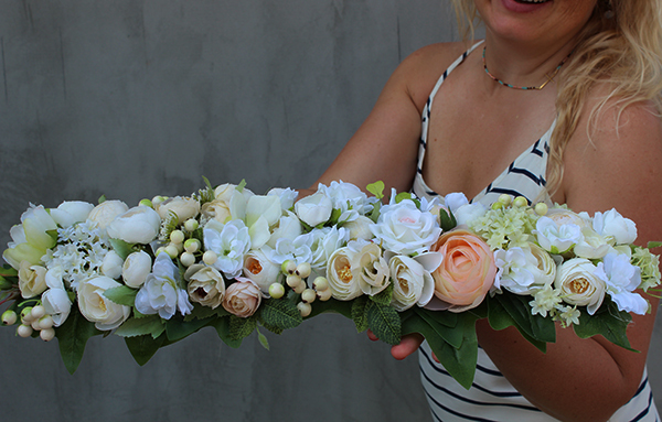 dekoracja kwiatowa na stół / girlanda Romance, dł.55cm 