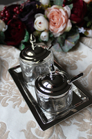 Glamour, komplet pojemników z tacką na nóżkach