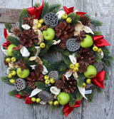 bożonarodzeniowy wianek na drzwi, Zima w Mieście, śr.27cm 