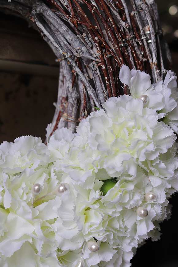 biały elegancki wianek na drzwi, Amanda 2, śr.28cm