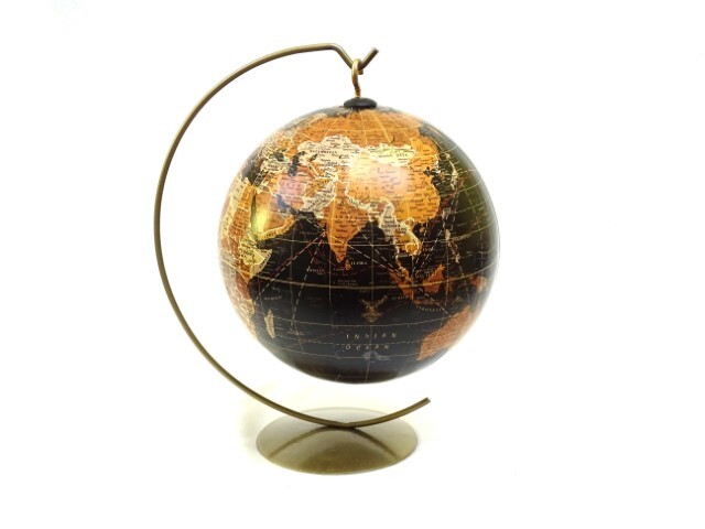 globus wiszący na mosiężnym łuku, Black World, wym.19x13cm