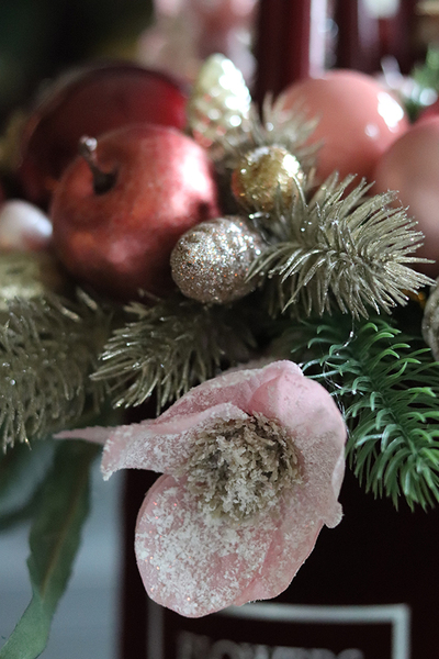 box świąteczny / stroik w welurowym pudełku, Bordena, wys.44cm 