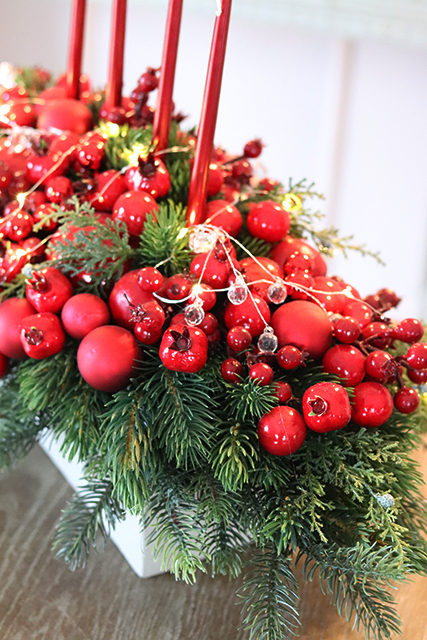 stroik świąteczny na stół Karminowy Exclusive, wym.45x67x30cm  