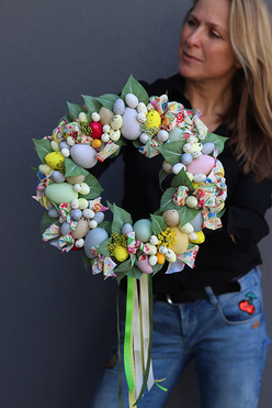 barwny wianek z wielkanocnymi jajkami, Rena, śr.32cm