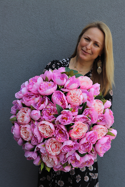 bardzo bogaty kosz peonii, Pink Peony wym.48x50cm 