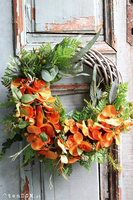 Dzika Orchidea Orange, efektowny wianek na drzwi, śr.40cm