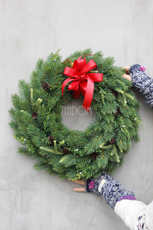 Choinkowy wianek / stroik dekoracyjny, śr.47cm