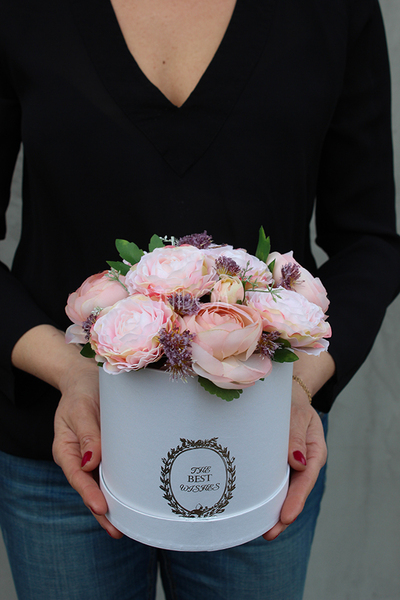 kompozycja kwiatowa / bukiet Flowerbox Pink Lady 2 wys.22cm