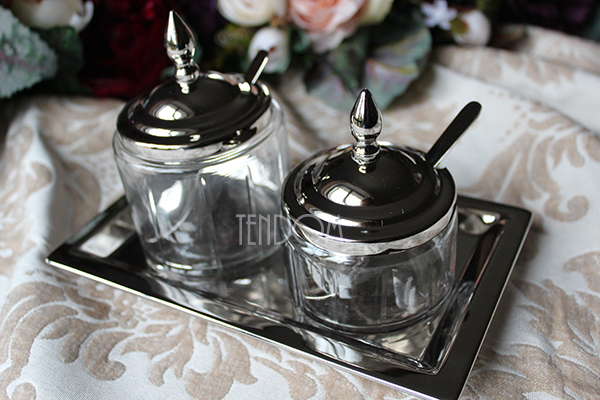 Glamour, komplet pojemników z tacką na nóżkach