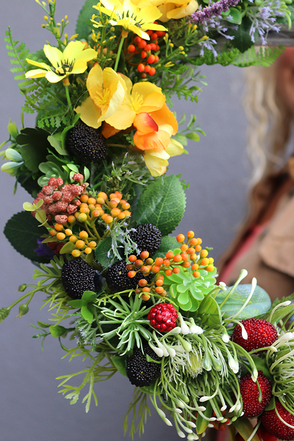 bajecznie kolorowy jesienny wianek, Złota Jesień, śr.34cm